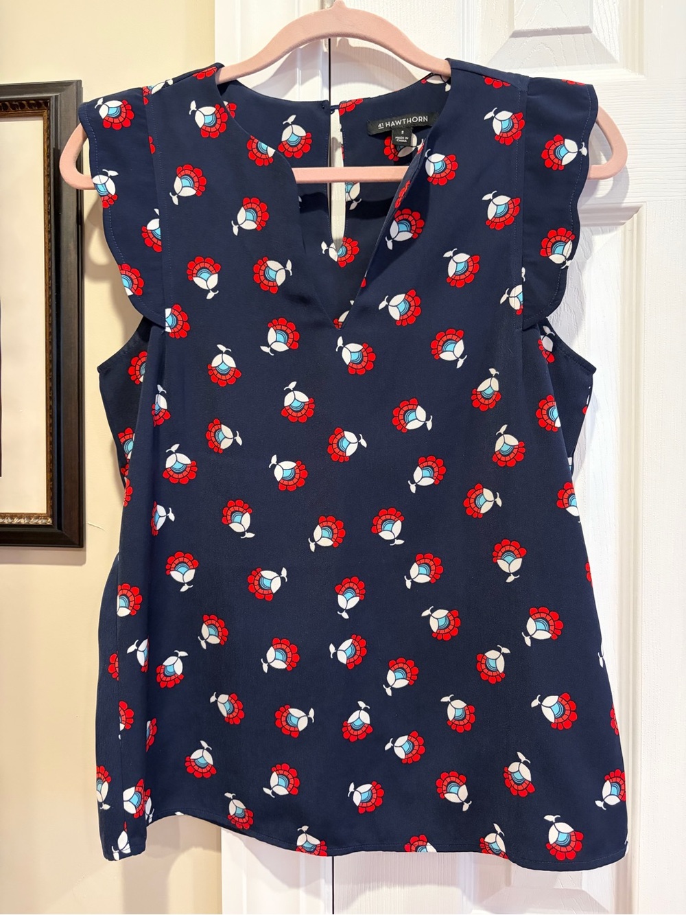 41Hawthorn Scallop Trim Cap-Sleeve Top